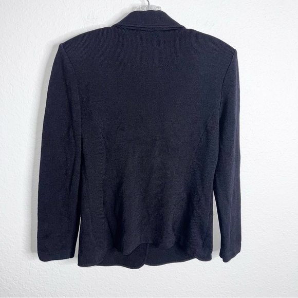 St. John Blazer Women 10 Santana Knit Black Button Down Jacket C2 - Picture 6 of 9